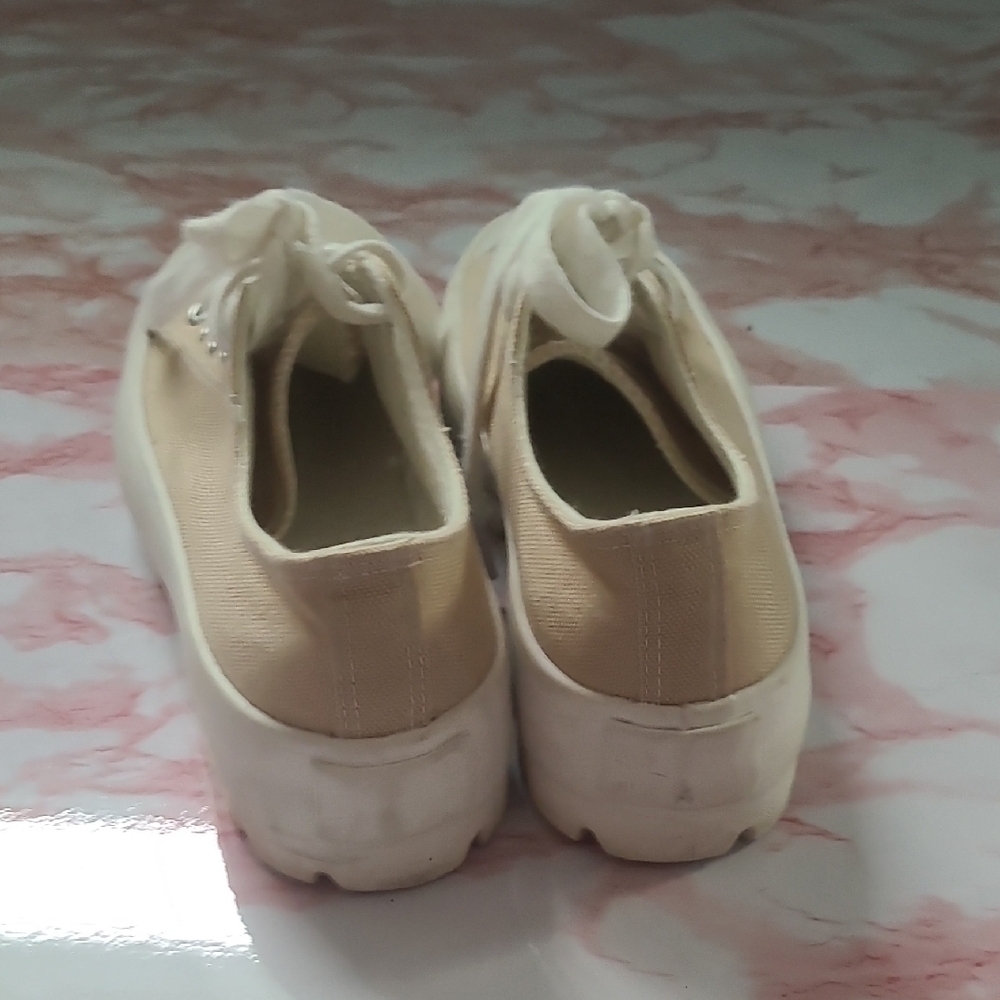 Sincerely Jules Vasco Tan Canvas Platform Sneakers Sz 6.5M - Picture 5 of 6